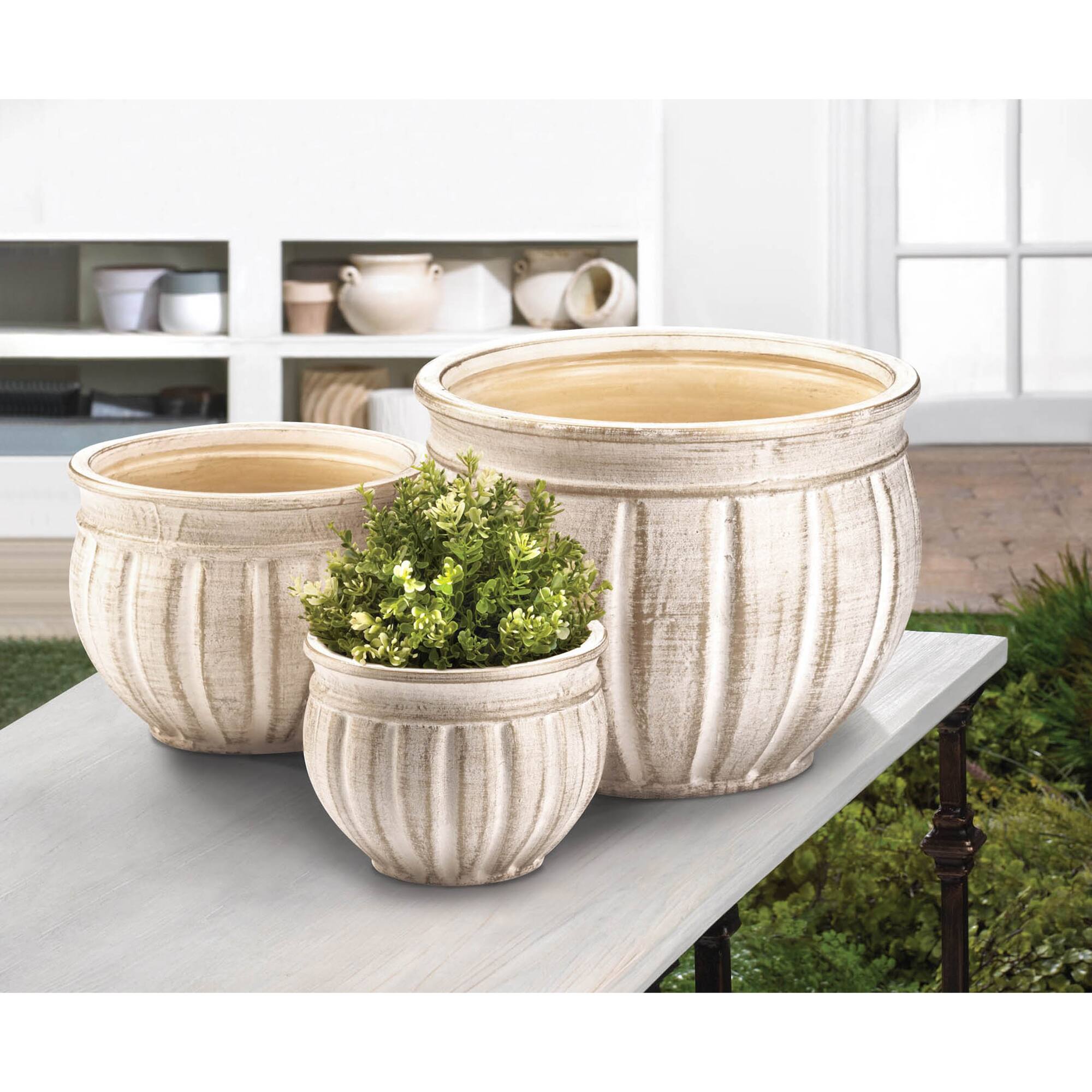 Antique Stone Planter Set